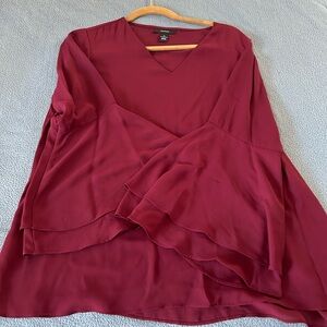 Alfani Deep Purple V-Neck Blouse, bell sleeves